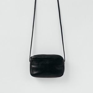 BAGGU Mini Leather Crossbody Black Purse